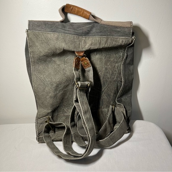 Mona B Canvas Laptop Backpack. Leather accents. "PARKER” - Picture 5 of 9